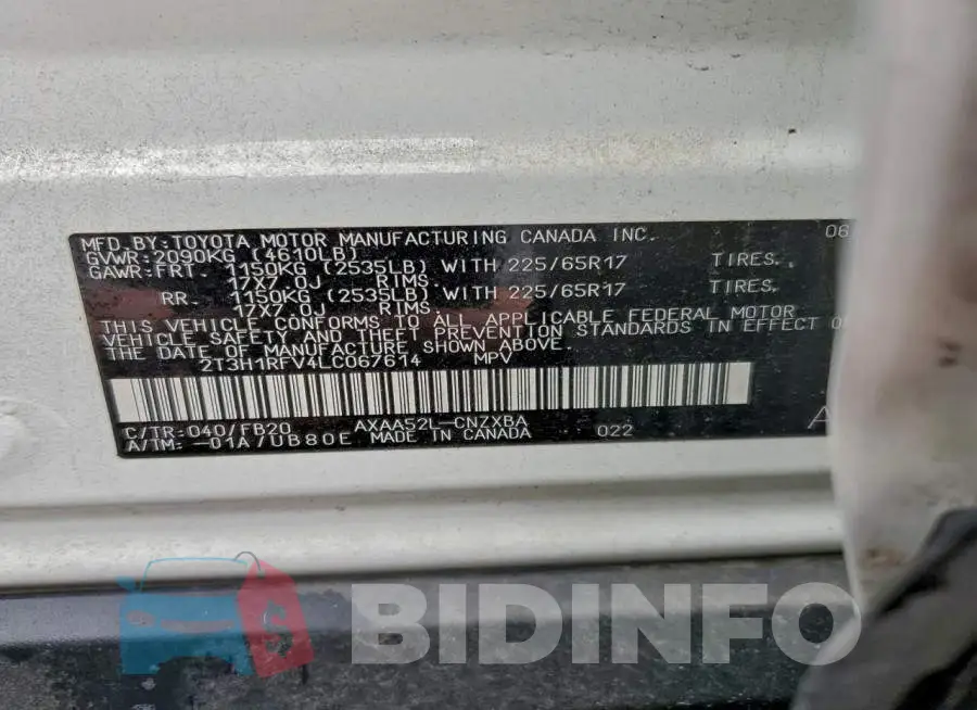 2T3H1RFV4LC067614 Photo# 13