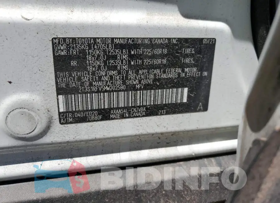 2T3S1RFV5MW202590 Photo# 12