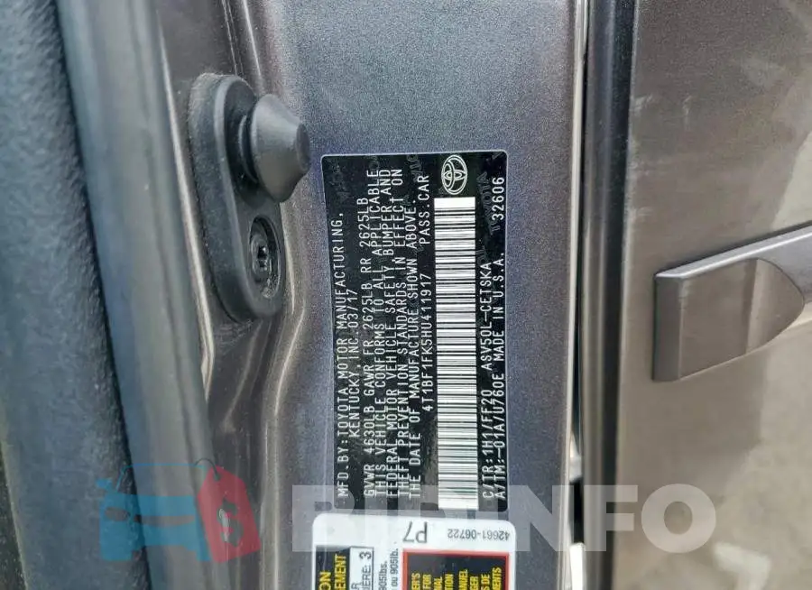 4T1BF1FK5HU411917 Photo# 12