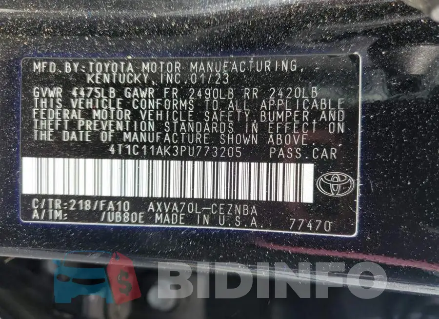 4T1C11AK3PU773205 Photo# 12