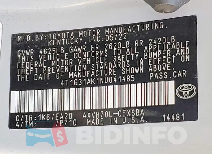 4T1G31AK1NU041485 Photo# 13
