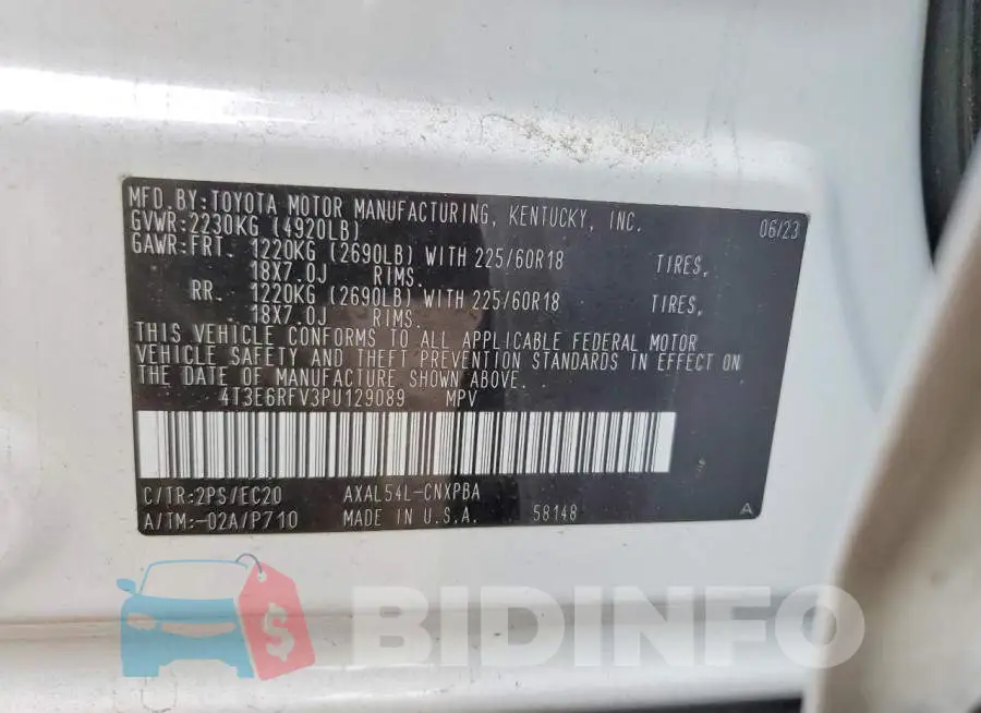 4T3E6RFV3PU129089 Photo# 13