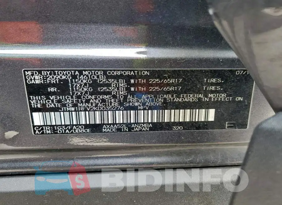 JTMW1RFV2KD035276 Photo# 13