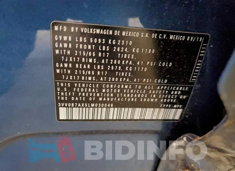 3VV0B7AX5LM030046 Photo# 13