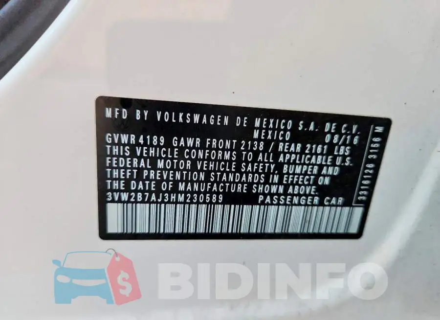 3VW2B7AJ3HM230589 Photo# 11