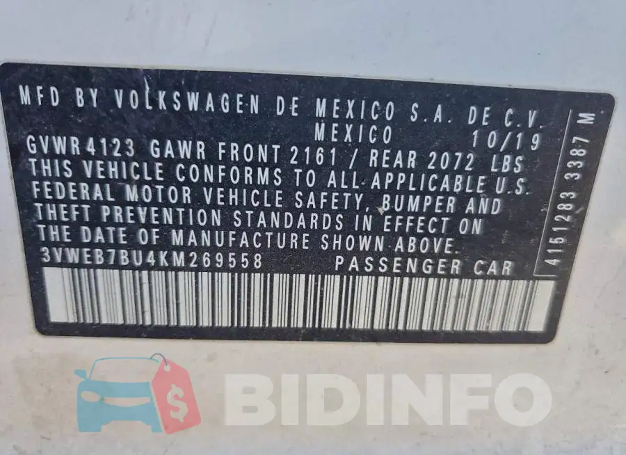 3VWEB7BU4KM269558 Photo# 12