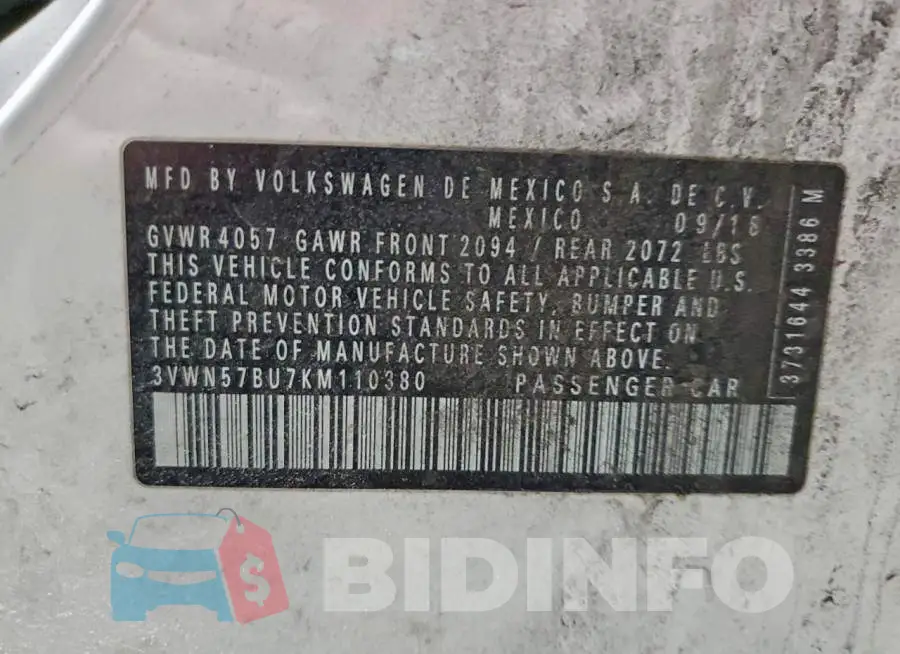 3VWN57BU7KM110380 Photo# 12