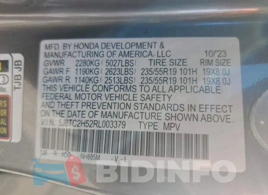 5J8TC2H52RL003379 Photo# 13