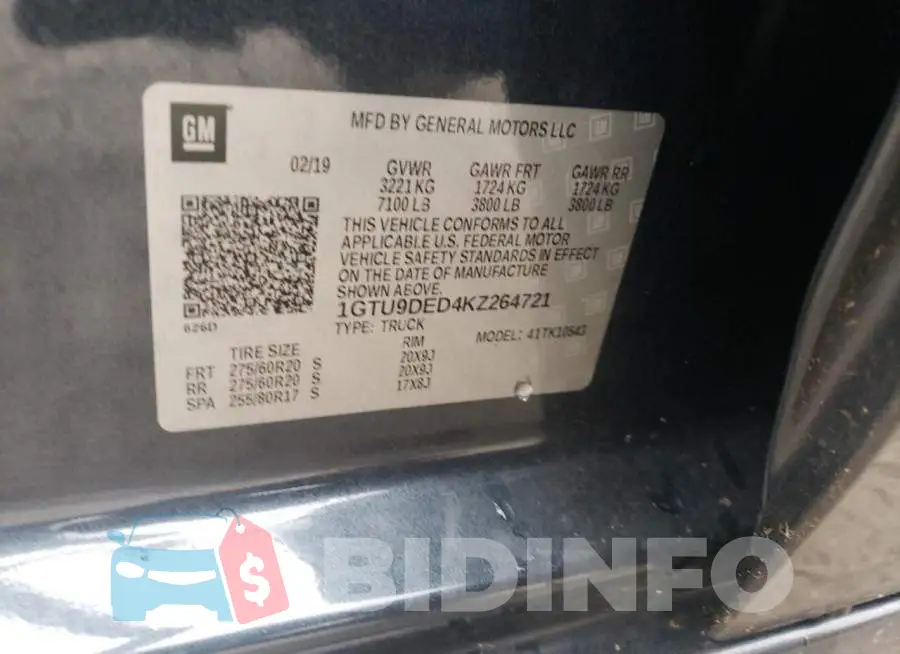 1GTU9DED4KZ264721 Photo# 12