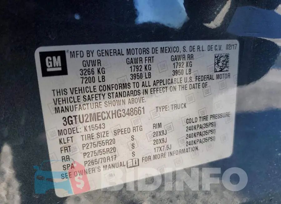 3GTU2MECXHG348661 Photo# 12