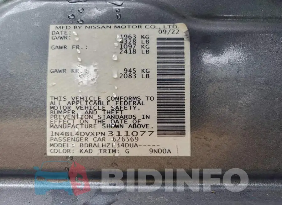 1N4BL4DVXPN311077 Photo# 12