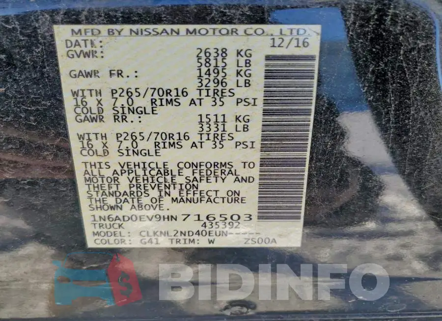 1N6AD0EV9HN716503 Photo# 12