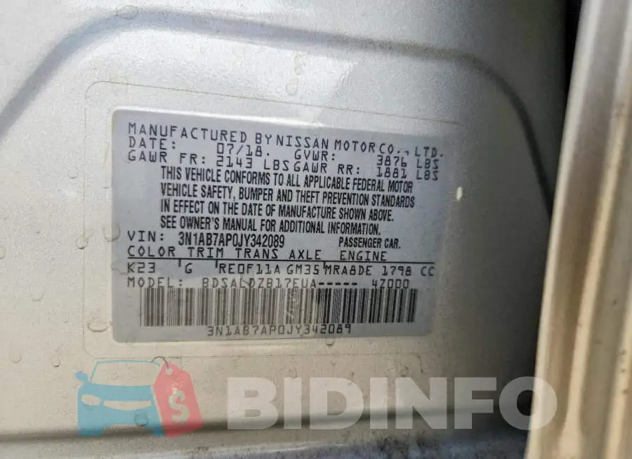 3N1AB7AP0JY342089 Photo# 12