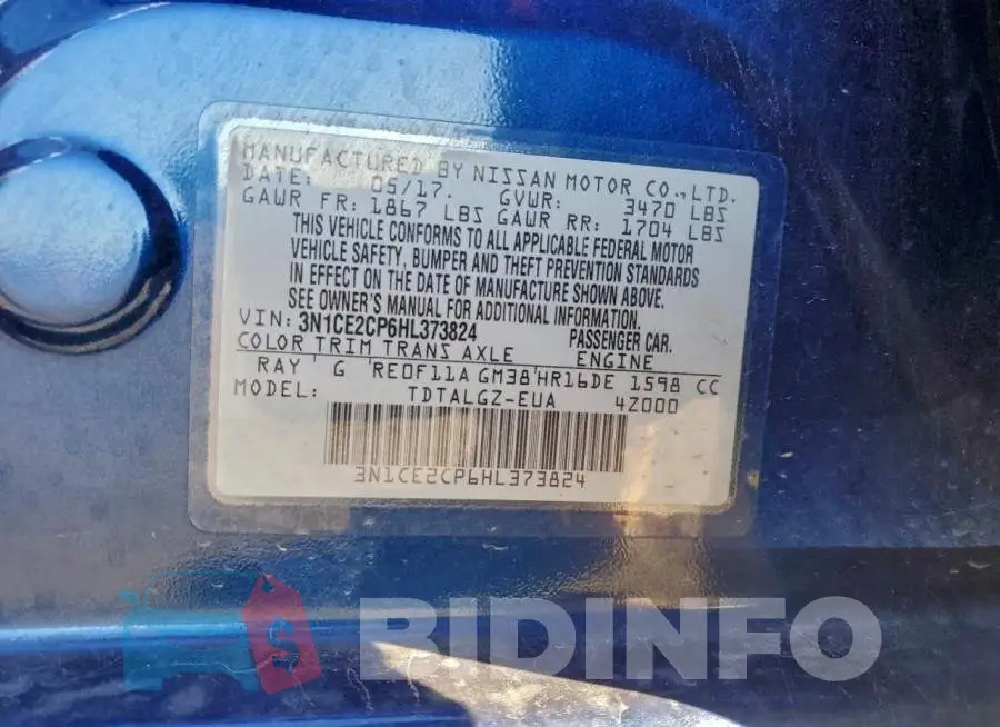3N1CE2CP6HL373824 Photo# 12