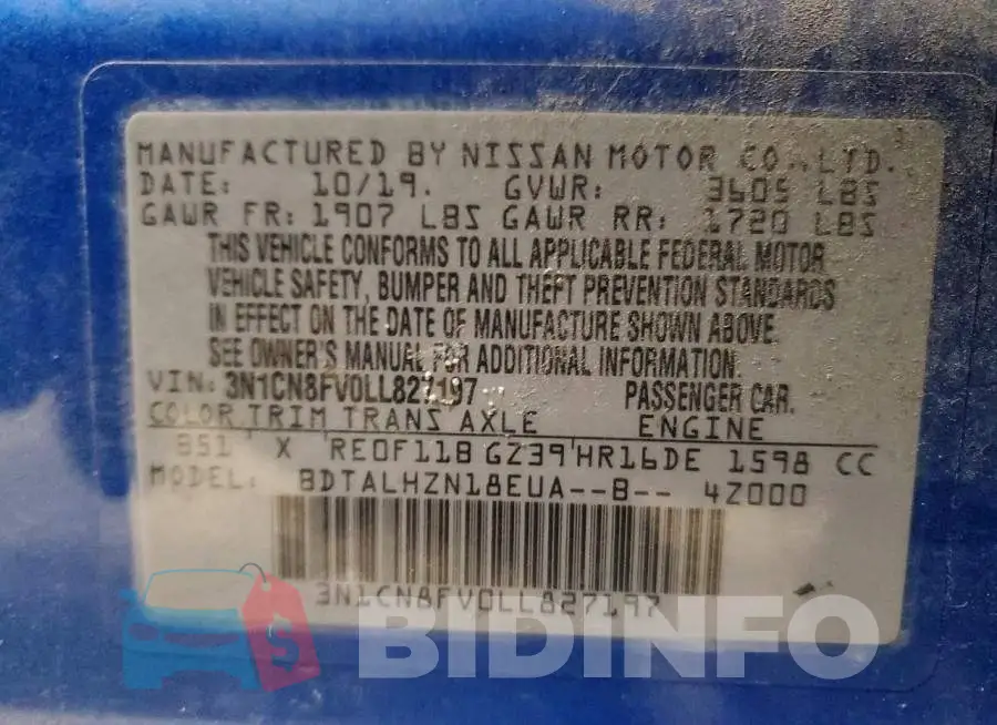 3N1CN8FV0LL827197 Photo# 12
