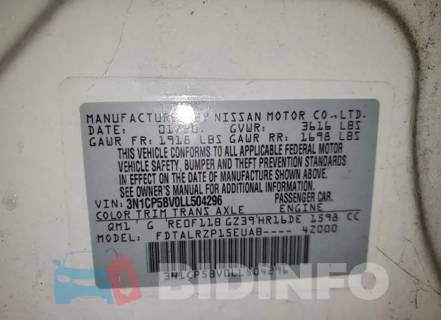 3N1CP5BV0LL504296 Photo# 13