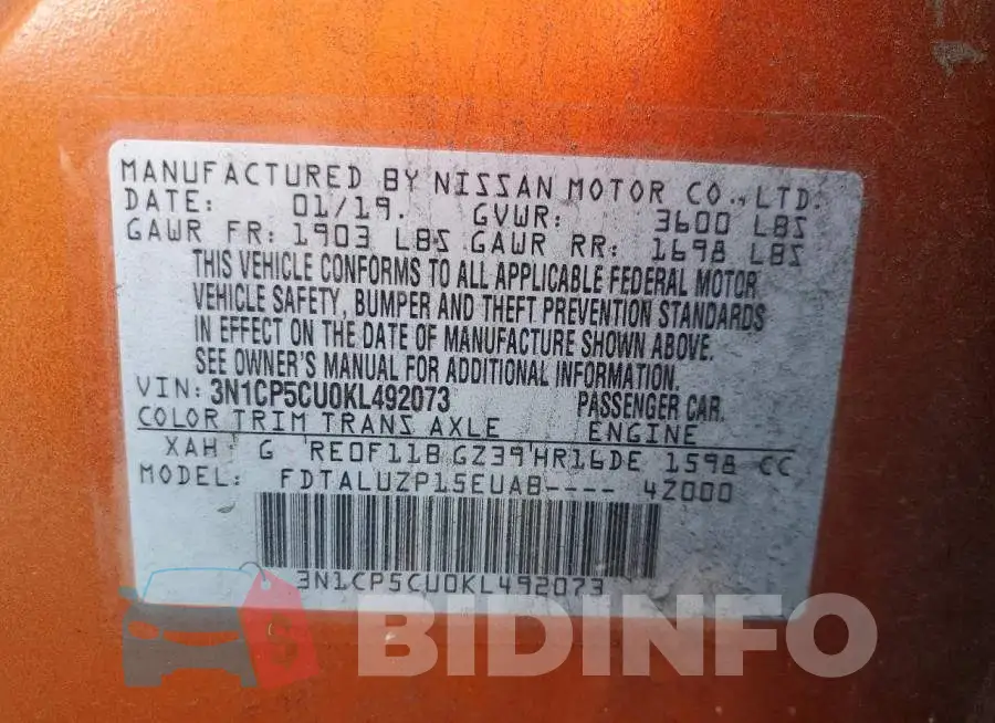 3N1CP5CU0KL492073 Photo# 13