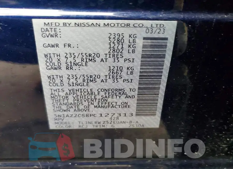 5N1AZ2CS8PC127313 Photo# 13