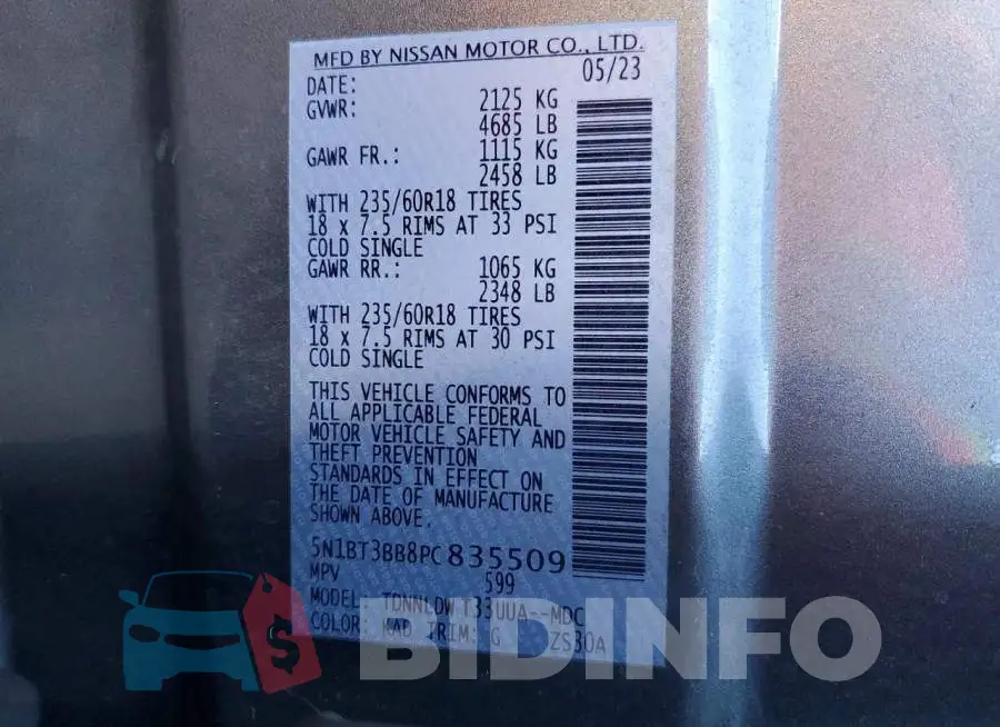 5N1BT3BB8PC835509 Photo# 14