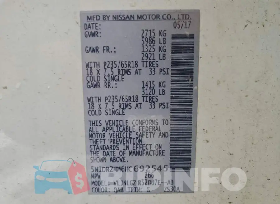 5N1DR2MM6HC692545 Photo# 14