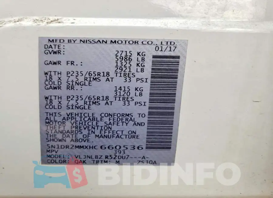 5N1DR2MMXHC660536 Photo# 14