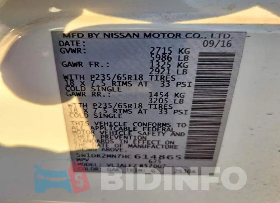 5N1DR2MN7HC614865 Photo# 12