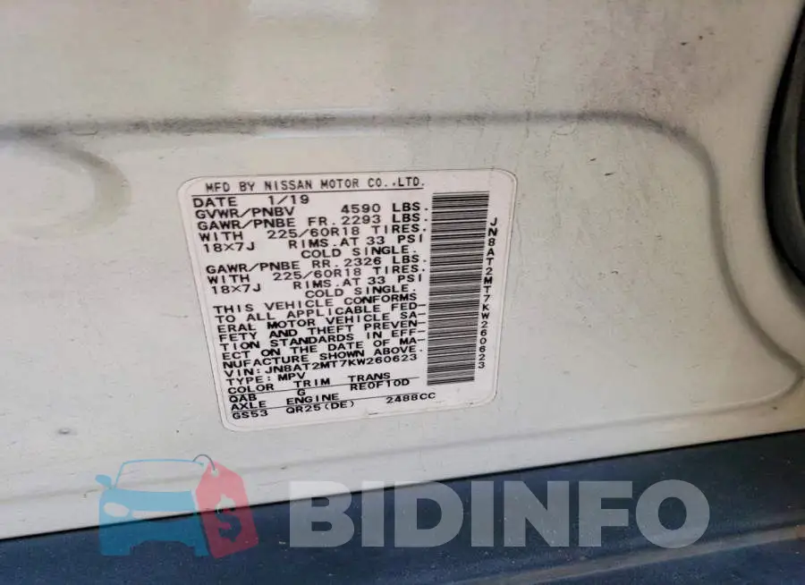 JN8AT2MT7KW260623 Photo# 14