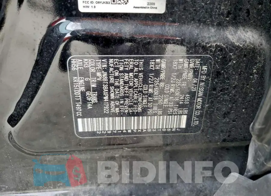 JN8BT3BAXPW417922 Photo# 12