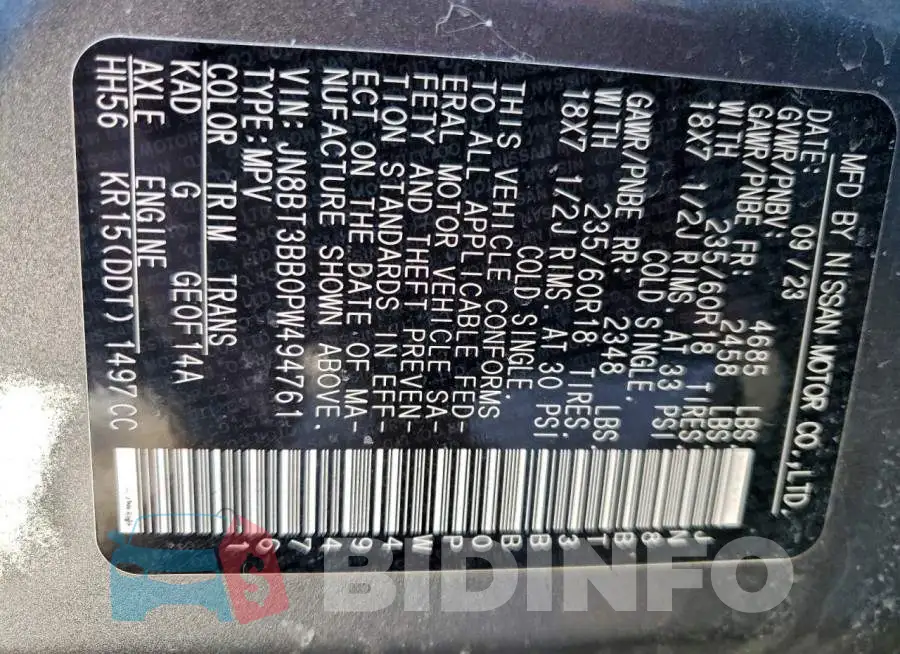 JN8BT3BB0PW494761 Photo# 13