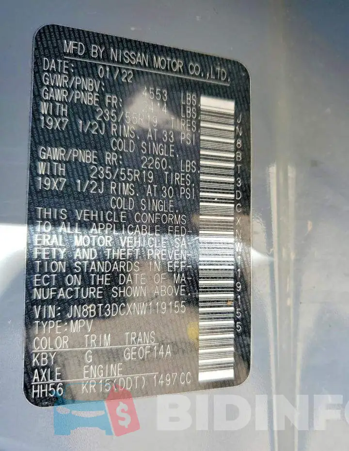 JN8BT3DCXNW119155 Photo# 13