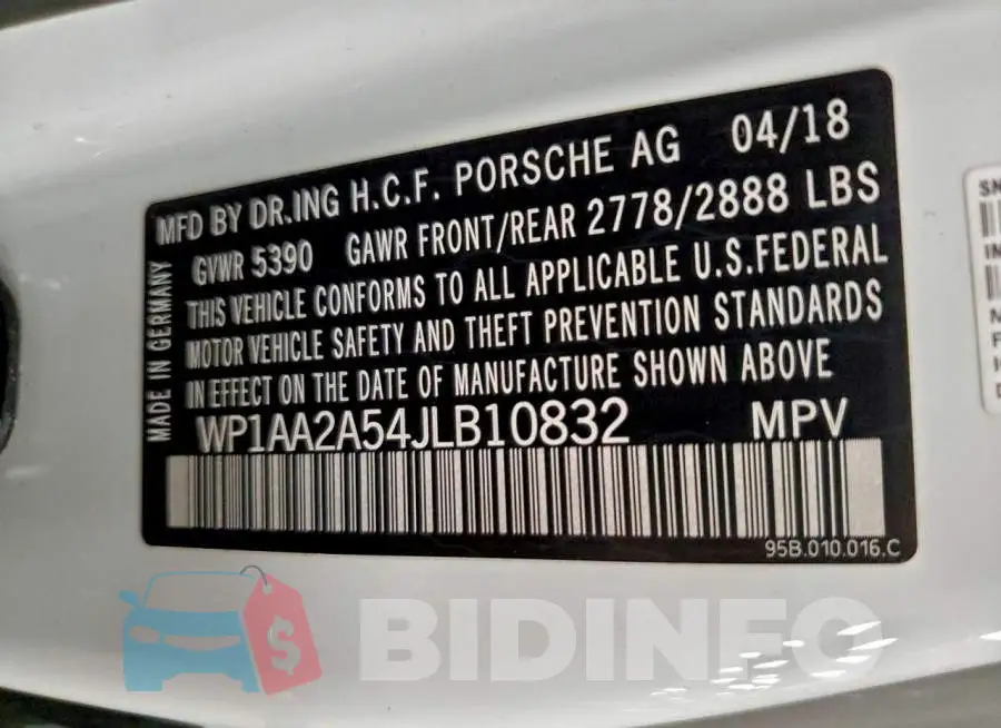 WP1AA2A54JLB10832 Photo# 13