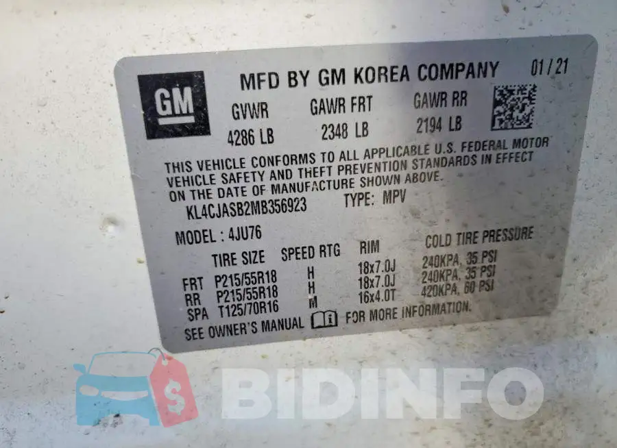 KL4CJASB2MB356923 Photo# 10