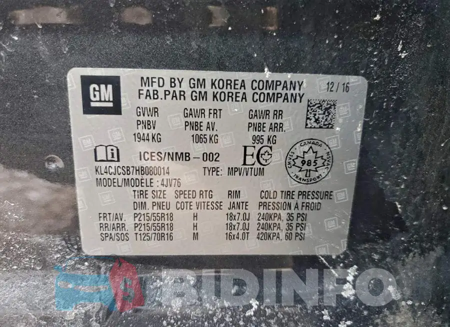 KL4CJCSB7HB080014 Photo# 13