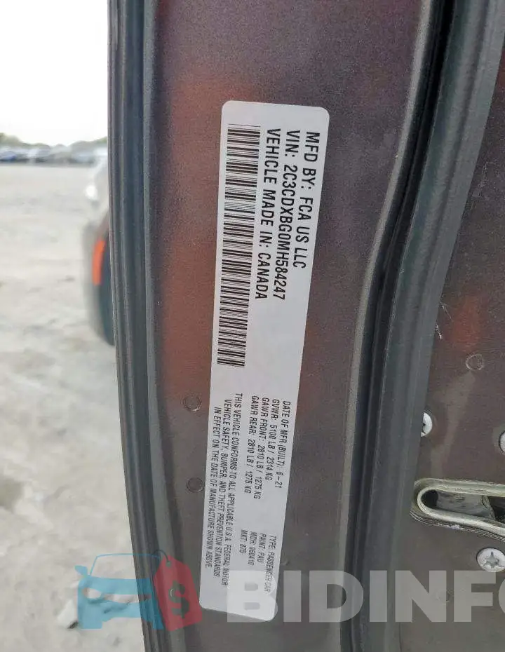 2C3CDXBG0MH584247 Photo# 12