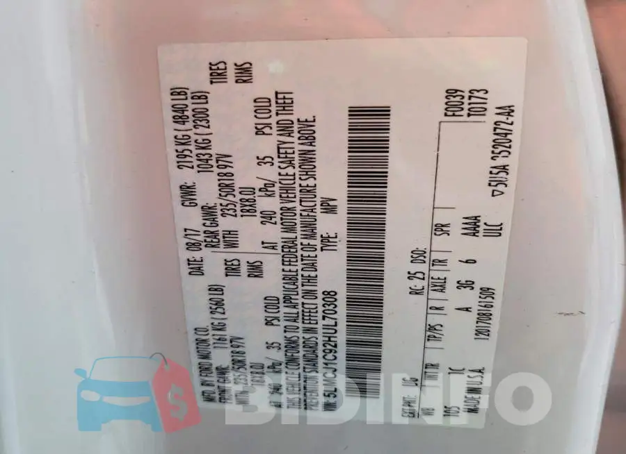 5LMCJ1C92HUL70308 Photo# 13