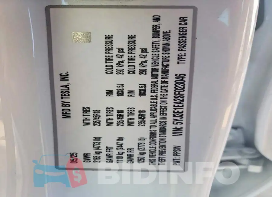 5YJ3E1EA2SF023046 Photo# 12
