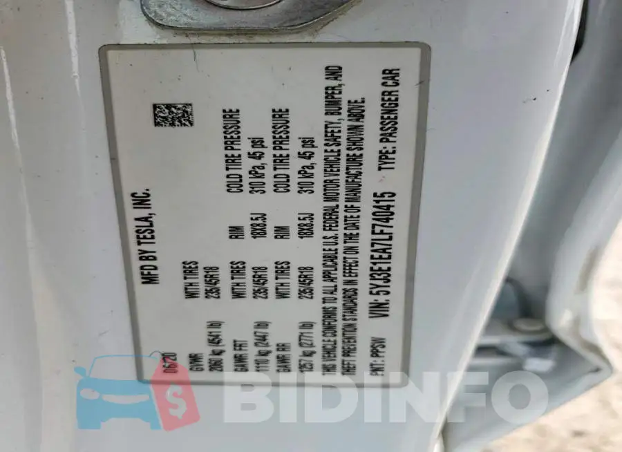 5YJ3E1EA7LF740415 Photo# 12