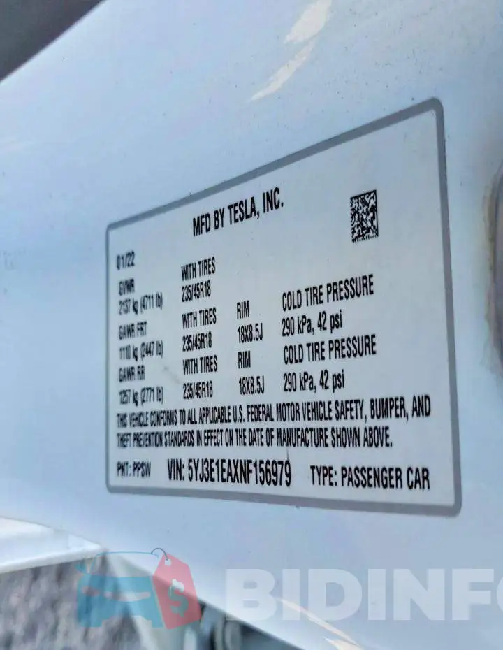 5YJ3E1EAXNF156979 Photo# 12