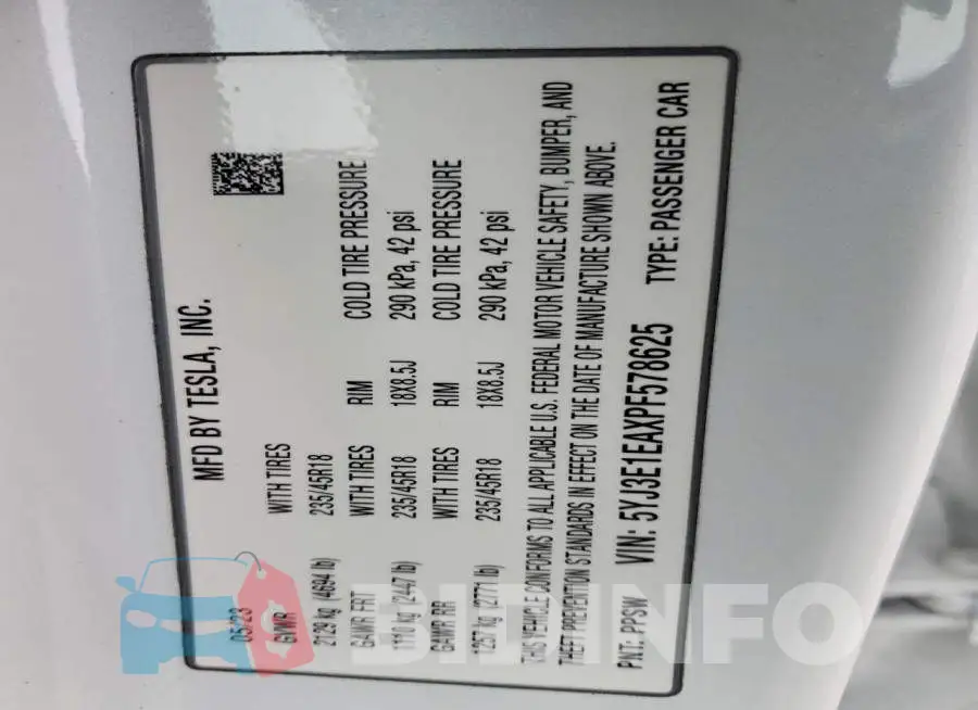 5YJ3E1EAXPF578625 Photo# 12