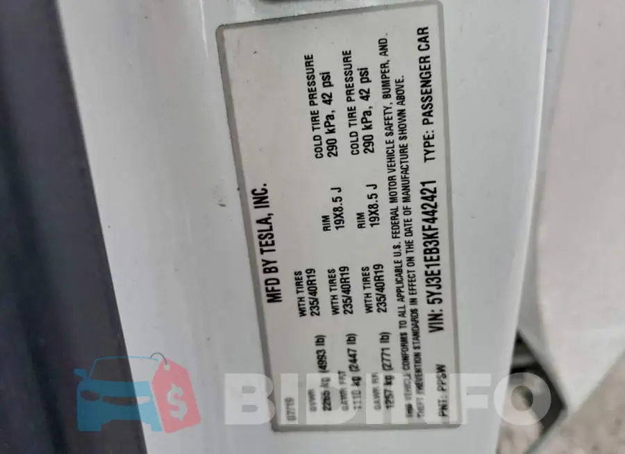 5YJ3E1EB3KF442421 Photo# 12