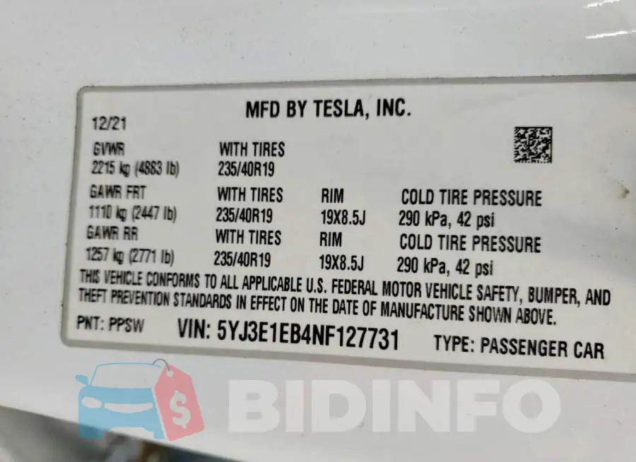 5YJ3E1EB4NF127731 Photo# 13