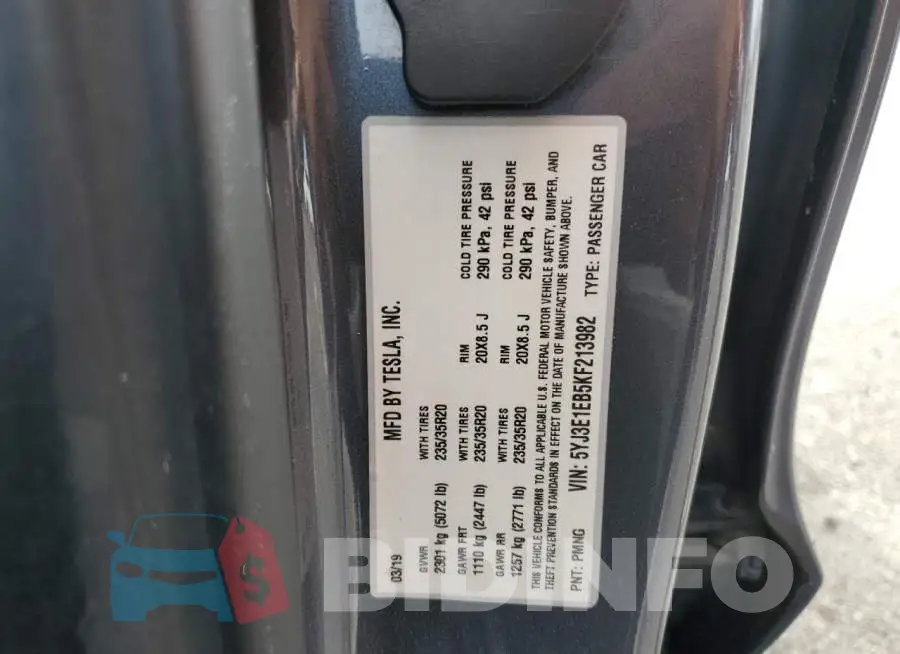 5YJ3E1EB5KF213982 Photo# 12