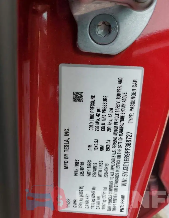 5YJ3E1EB9PF388727 Photo# 12