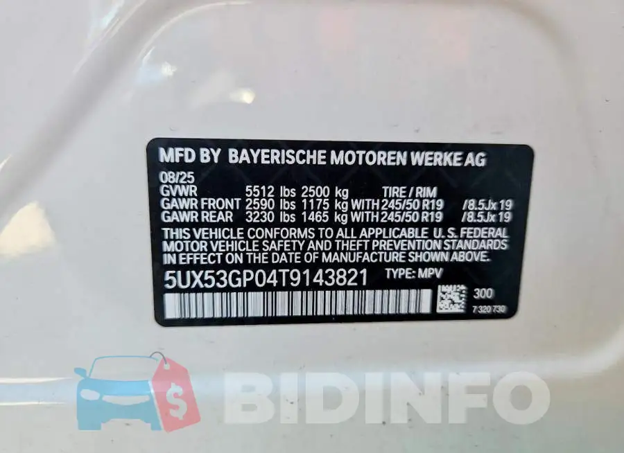 5UX53GP04T9143821 Photo# 12