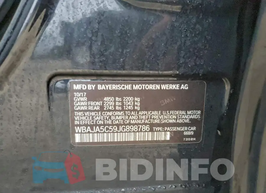 WBAJA5C59JG898786 Photo# 13