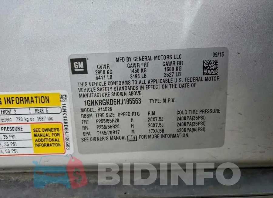 1GNKRGKD6HJ185563 Photo# 13