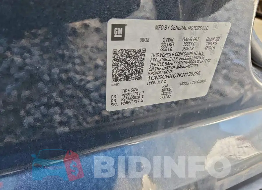 1GNSCHKC7KR130255 Photo# 13
