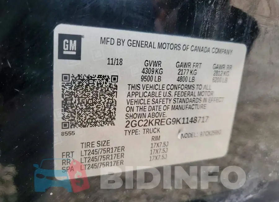2GC2KREG9K1148717 Photo# 12