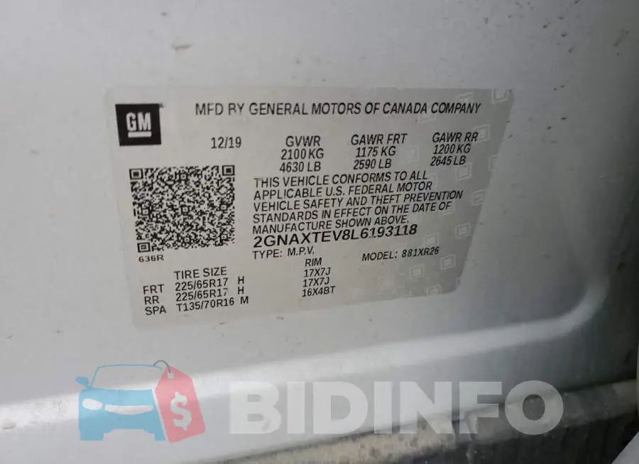 2GNAXTEV8L6193118 Photo# 13
