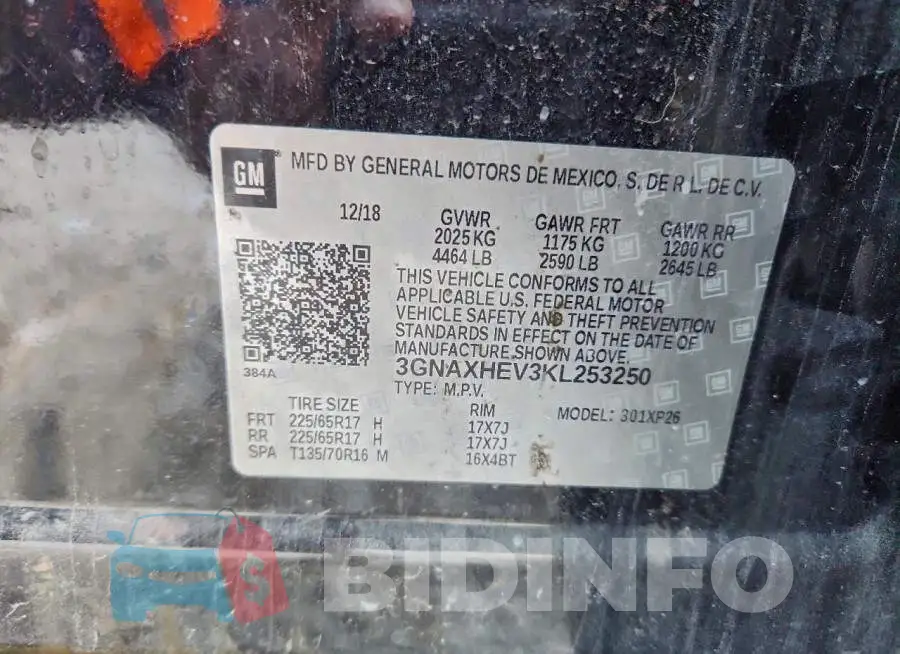 3GNAXHEV3KL253250 Photo# 13
